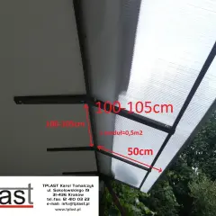 Daszki balkonowe do samodzielnego montażu. Wymiary 100-105cm, moduł 0,5m2, wysięg 50cm.