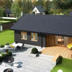 Nowoczesne, małe projekty domów z tarasem i ogrodem. Idealne miejsce na relaks.