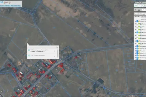 Na mapie widoczny jest numer działki 320407_5.0004.40/1, który można znaleźć po adresie.
