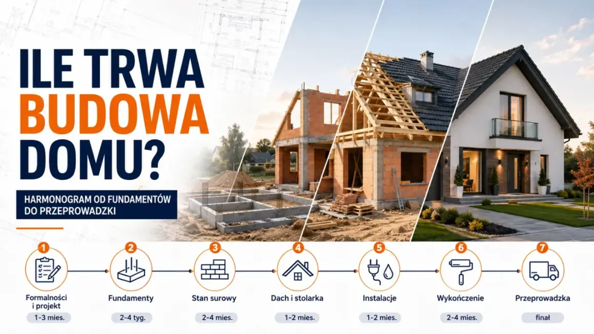 Harmonogram budowy domu: od formalności po przeprowadzkę. Dowiedz się, ile trwa budowa domu na każdym etapie.